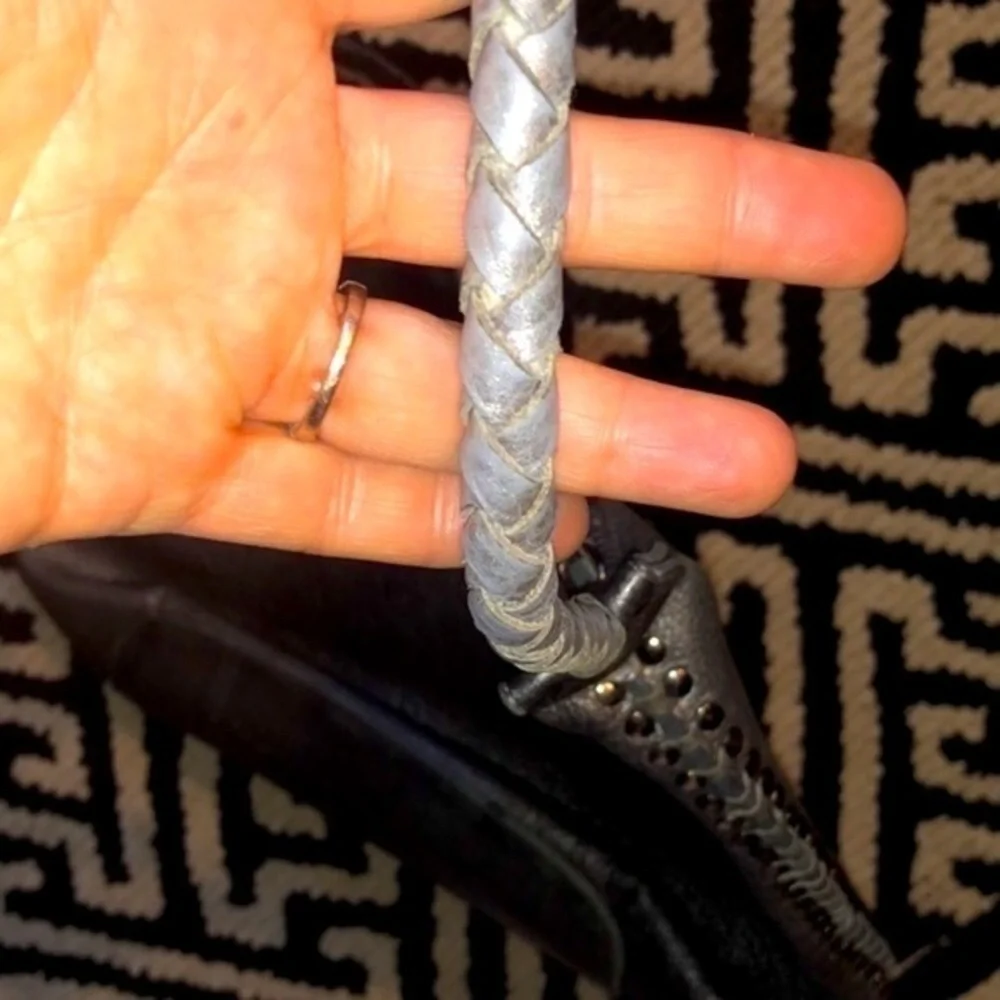 Carlos Falchi Gray Metallic Leather Hobo Purse